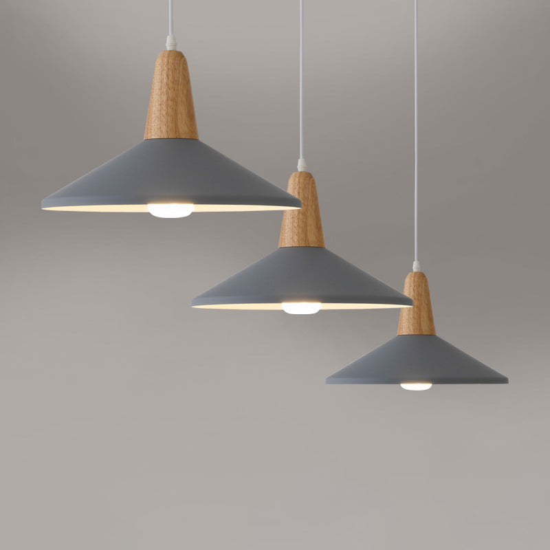 Nordic Minimalist Macaron Solid Color Aluminum Wood 1-Light Pendant Light