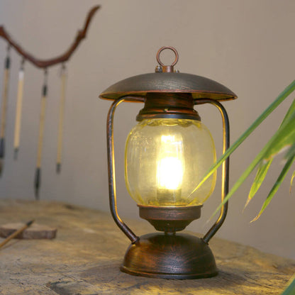 European Retro Wrought Iron Glass 1-Light Table Lamp