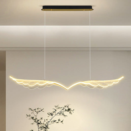 ثريا جزيرة LED مصنوعة من الألومنيوم والأكريليك بتصميم معاصر إبداعي لغرفة الطعام 