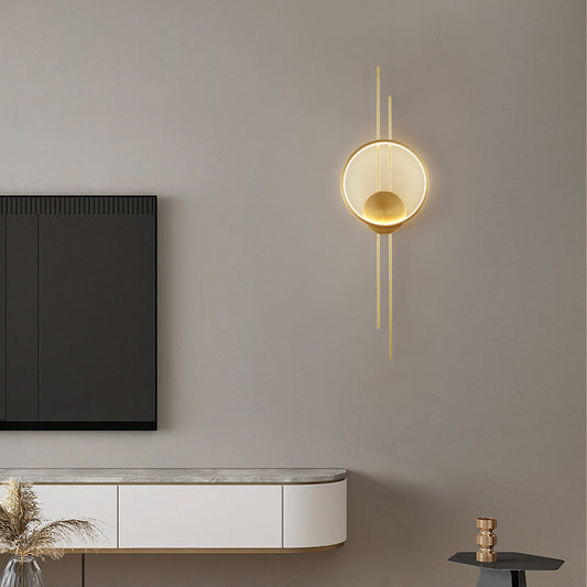 مصباح حائط LED من الأكريليك النحاسي غير المتماثل بتصميم عصري بسيط لغرفة المعيشة 