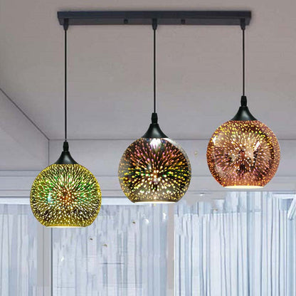 Modern Creative 3D Colorful Fireworks Glass Dome 2/3 Light Island Light Chandelier