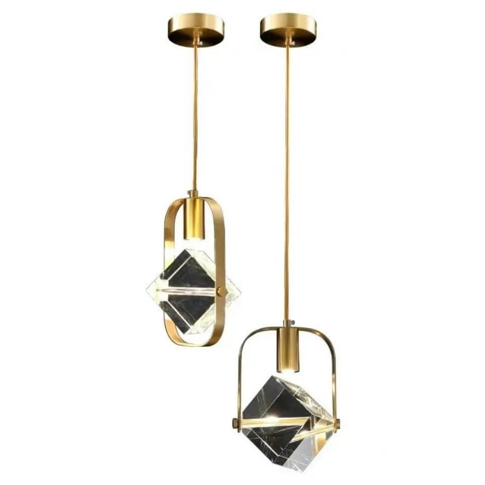 Modern Simplicity Crystal Square 1-Light Pendant Light For Bedroom