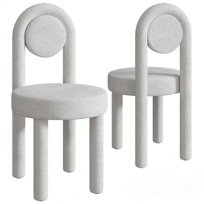 Contemporary Scandinavian Round Fabric Carbon Steel Frame Vanity Stool Backrest For Bedroom