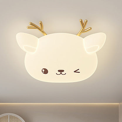 Modern Simplicity Kids Iron PE Deer Elliptical LED Flush Mount Ceiling Light For Bedroom