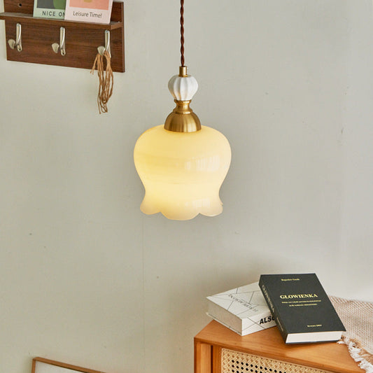 Traditional French Suzuki Copper Ceramic 1-Light Pendant Light For Bedroom