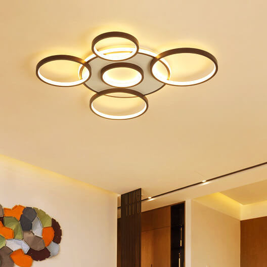 Modern Light Luxury Circular Combination Aluminum LED Flush Mount Ceiling Light