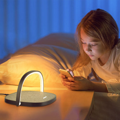 Creative Simple Wireless Charging Round Flat Panel LED Night Light Table Lamp