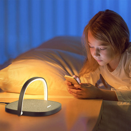 Creative Simple Wireless Charging Round Flat Panel LED Night Light Table Lamp