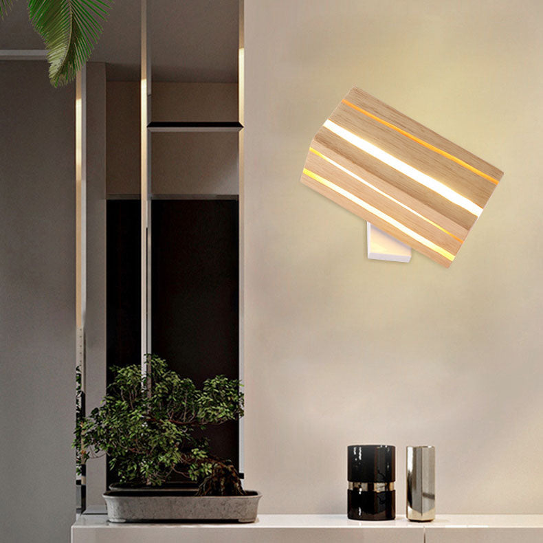 مصباح حائط LED بتصميم هندسي مكعبي حديث بسيط مع حبيبات خشبية متصدعة لغرفة المعيشة 