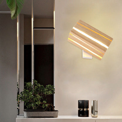 مصباح حائط LED بتصميم هندسي مكعبي حديث بسيط مع حبيبات خشبية متصدعة لغرفة المعيشة 