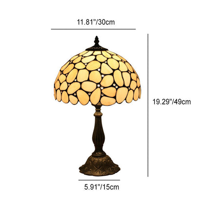 European Tiffany Pebbles Flower Stained Glass Dome 1-Light Table Lamp