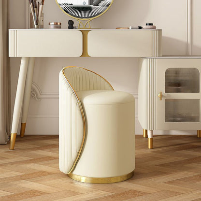Modern Minimalist Cylinder Iron Nappa Leather Vanity Stool Backrest For Bedroom