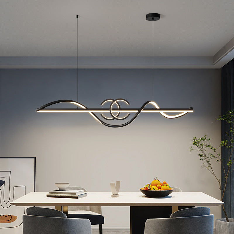 ثريات جزيرة LED من الحديد والألومنيوم بتصميم عصري بسيط لغرفة الطعام 
