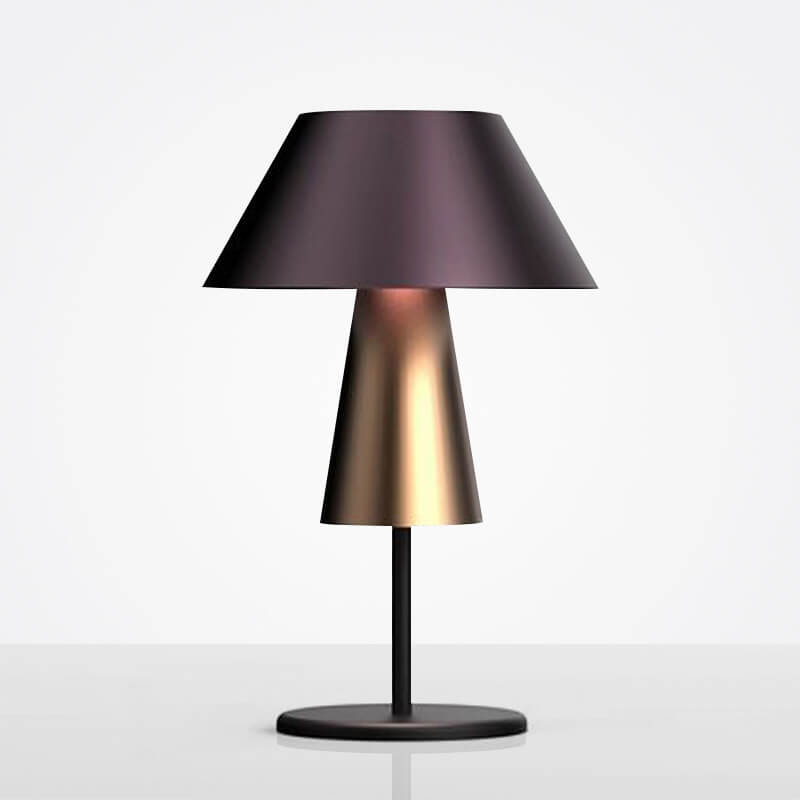 Modern Light Luxury Fabric Drum Metal Cone 1-Light Table Lamp