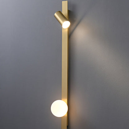 مصباح حائط LED بتصميم عصري بسيط مصنوع من النحاس والزجاج بتصميم دائري لغرفة النوم 