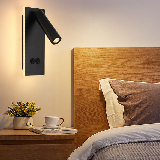 مصباح حائط LED دائري مستطيل الشكل من الحديد والألومنيوم بتصميم عصري بسيط لغرفة النوم 