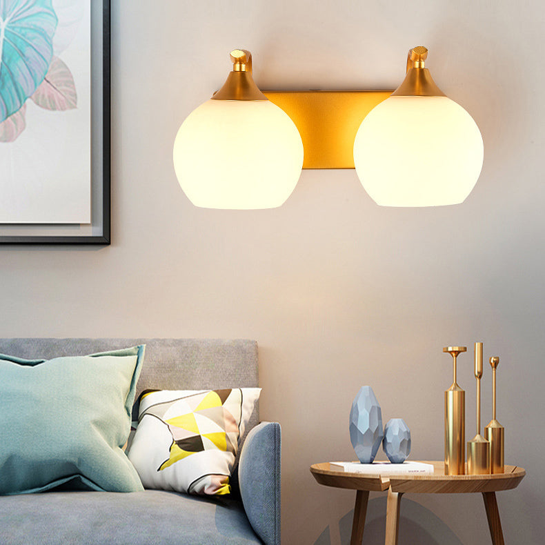 Modern Simplicity Iron Glass Ball 1/2 Light Wall Sconce Lamp For Bedside
