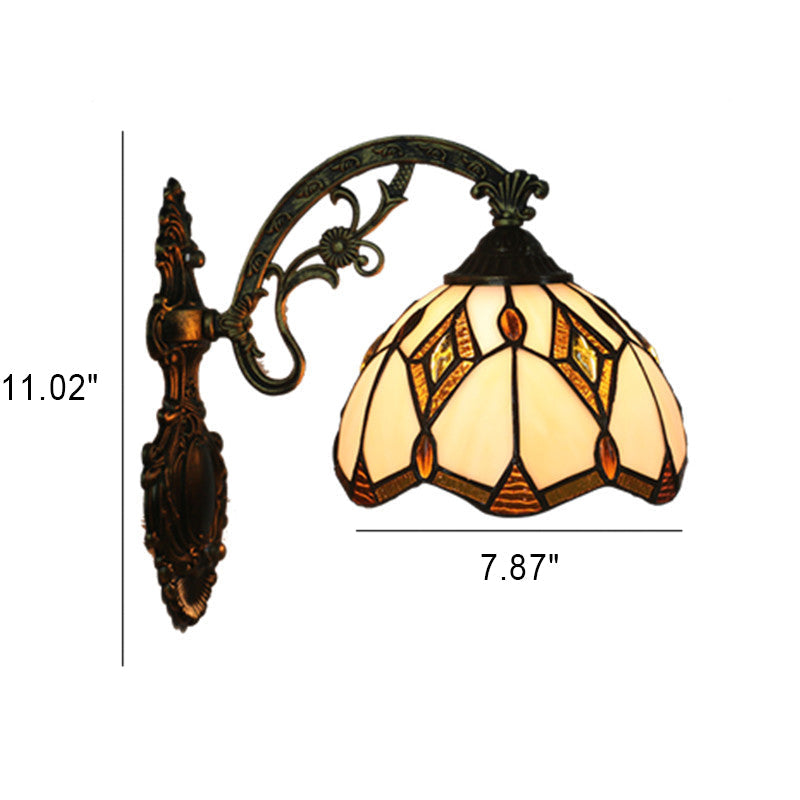 Tiffany Vintage Baroque Geometric Bowl 1-Light Wall Sconce Lamp