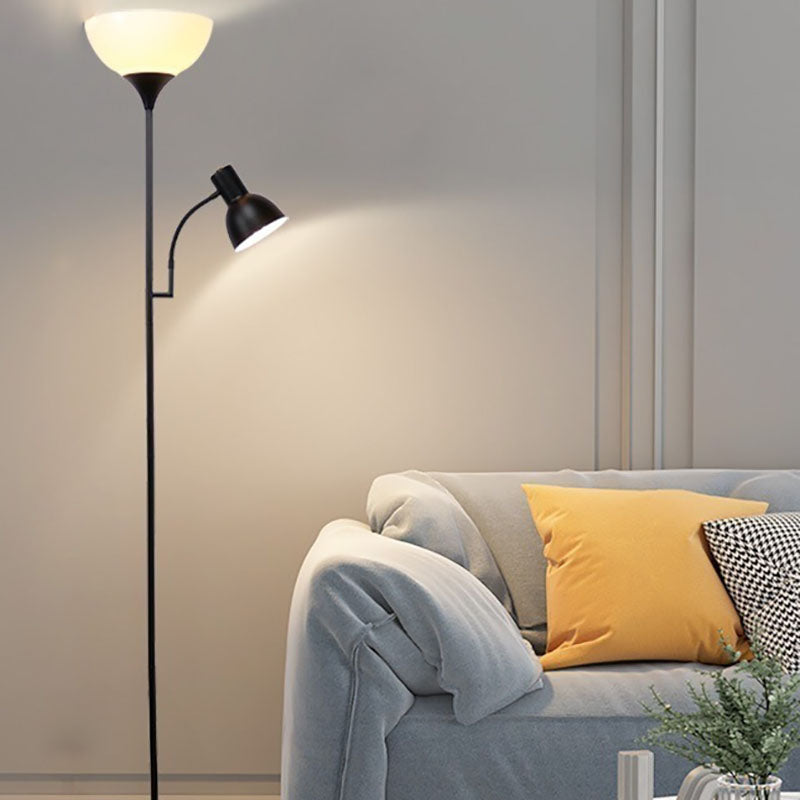 Modern Minimalist Half Circle Iron 2-Light Standing Floor Lamp For Living Room