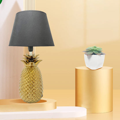 European Creative Pineapple Ceramic Base Fabric 1-Light Table Lamp
