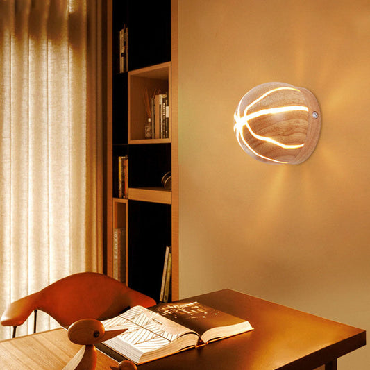 مصباح حائط LED بتصميم هندسي مكعبي حديث بسيط مع حبيبات خشبية متصدعة لغرفة المعيشة 