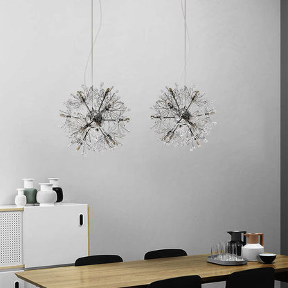 Contemporary Nordic Light Luxury Round Ball Stainless Steel Crystal LED Chandelier For Hallway