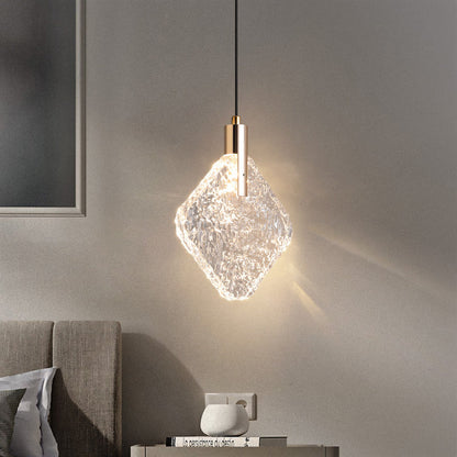 Modern Minimalist Diamond Round Trapezoid Aluminum Crystal LED Pendant Light For Bedroom
