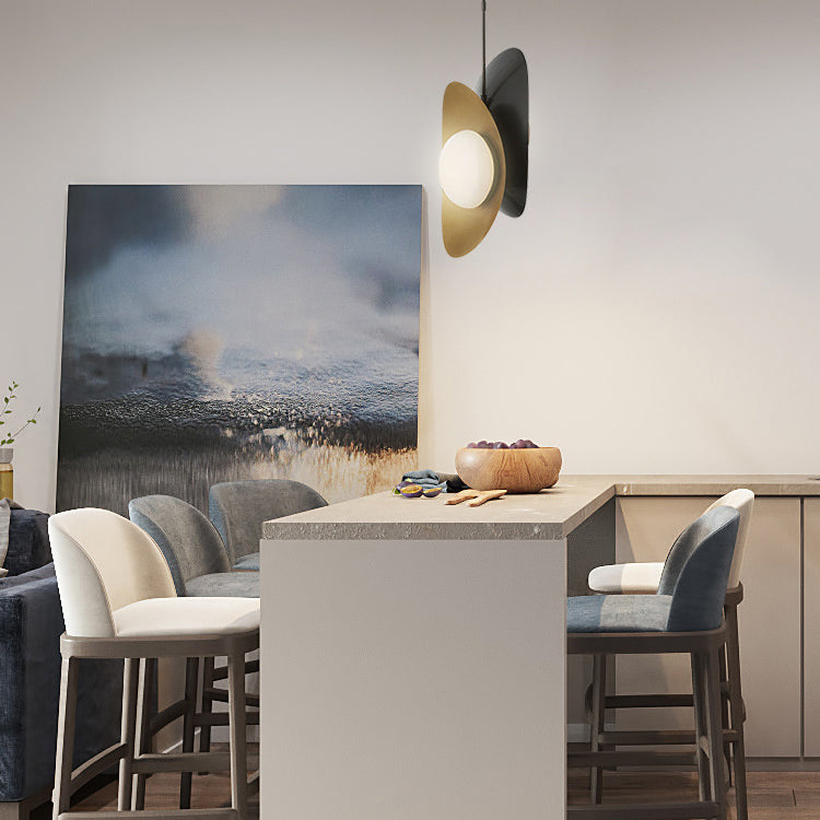 Contemporary Scandinavian Iron Glass Mock Ingot Ball 1-Light Pendant Light For Dining Room