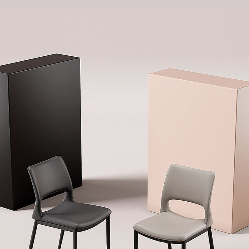 Contemporary Nordic Square Curved Upholstered Hollowed Out Microfiber Leather Carbon Steel Dining Chair Backrest For Dining Room