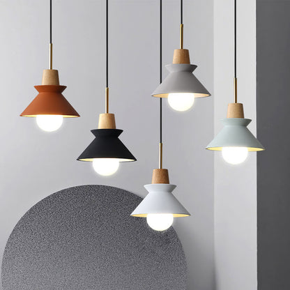 Nordic Minimalist Macaron Wood Cement  1-Light Pendant Light