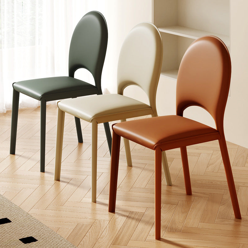 Contemporary Nordic Square Oval Faux Leather Carbon Steel Dining Chair Backrest For Dining Room