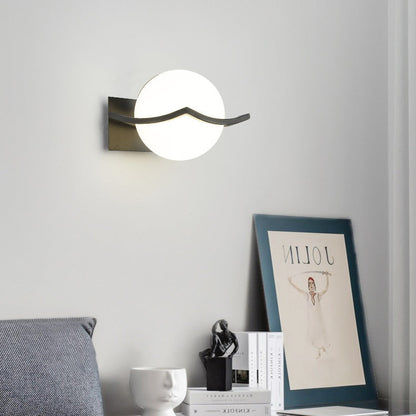 Modern Minimalist Glass Orb Iron Frame 1-Light Wall Sconce Lamp