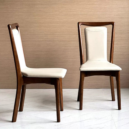 Traditional Chinese Rectangular Solid Wood Faux Leather Dining Chair Backrest For Dining Room