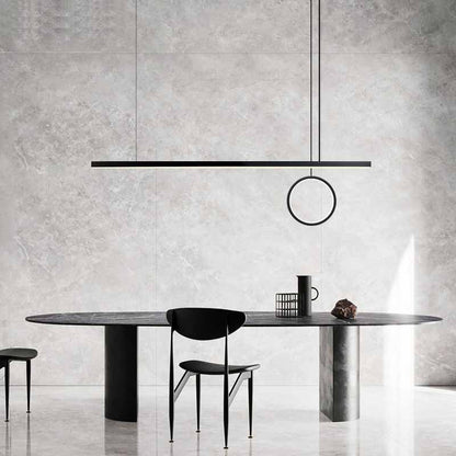 Modern Minimalist Strip Circle Brass Acrylic LED Island Light Chandelier For Dining Room