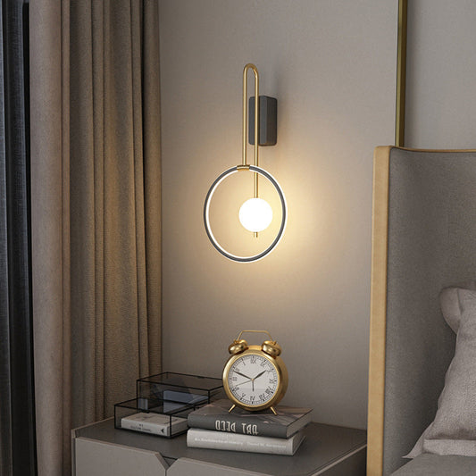 مصباح حائط LED بتصميم عصري بسيط مزود بحلقة دائرية من الألومنيوم وشريط سيليكون لغرفة المعيشة 