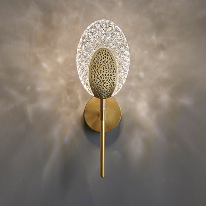 Modern Minimalist Oval Copper Acrylic Zinc Alloy LED Wall Sconce Lamp For Bedroom