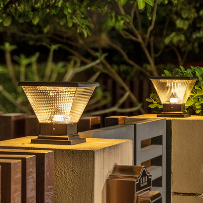 Modern Simplicity Solar Square Round Aluminum Acrylic LED Post Head Light For Garden