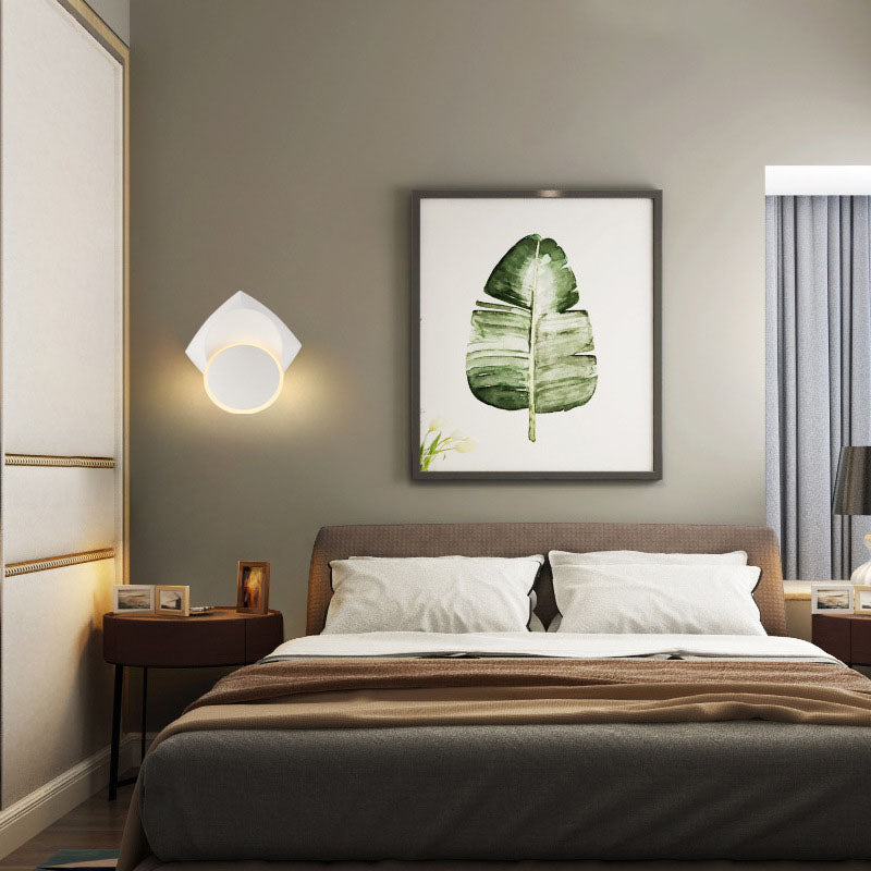 Contemporary Scandinavian Sphere Square Base Aluminum Acrylic Wall Sconce Lamp For Bedroom
