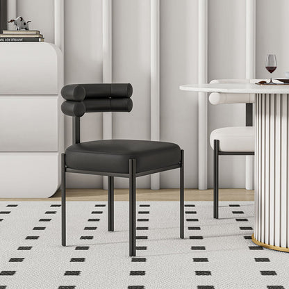 Contemporary Nordic Square Curved Backrest Microfiber Leather  Carbon Steel Dining Chair For Dining Room