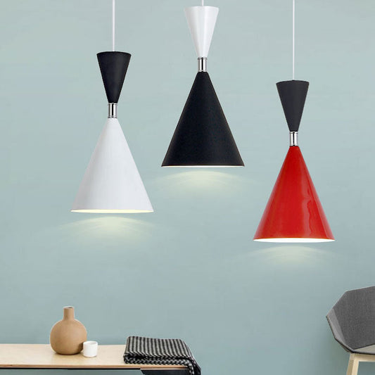 Nordic Minimalist Cone Solid Color Iron Aluminum 1-Light Pendant Light