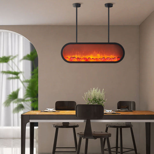 ثريا جزيرة LED حديثة وبسيطة من الحديد المطاوع بتصميم موقد 