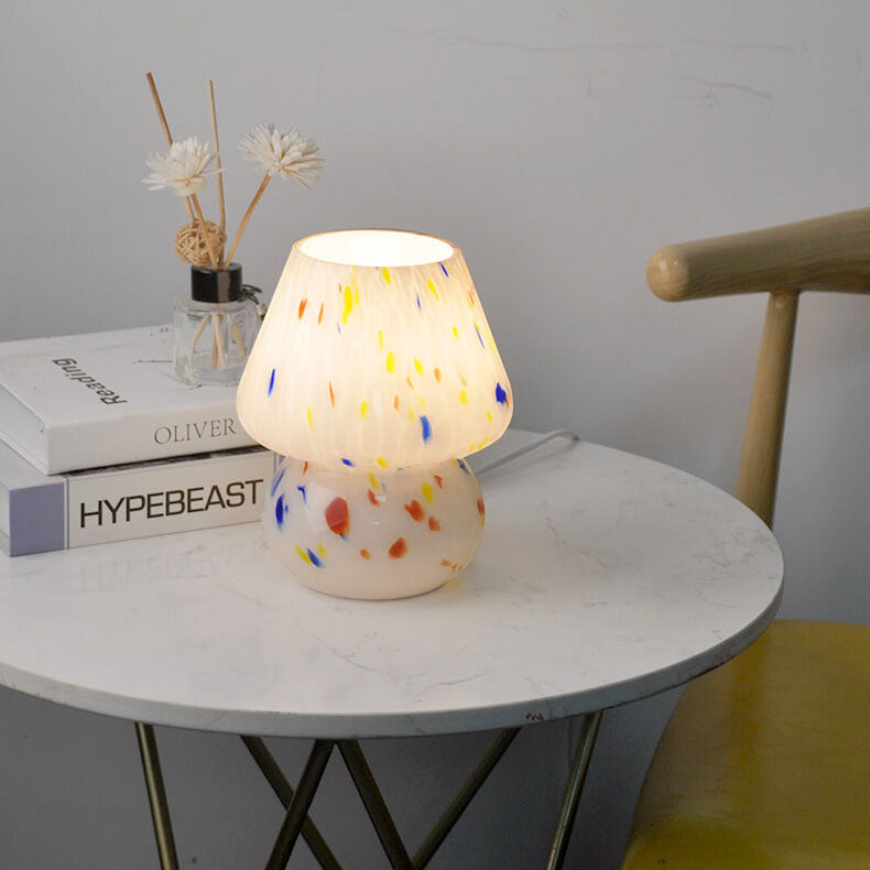 Modern Creative Watercolor Mushroom Glass 1-Light Table Lamp