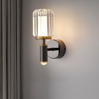 Modern Luxury Iron Finish Frame Cylinder LED Wall Sconce Lamp For Bedroom