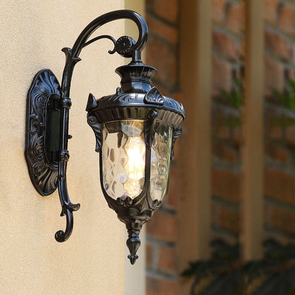 Traditional European Cylinder Lantern Aluminum Glass 1-Light Outdoor Wall Sconce Lamp For Outdoor Patio