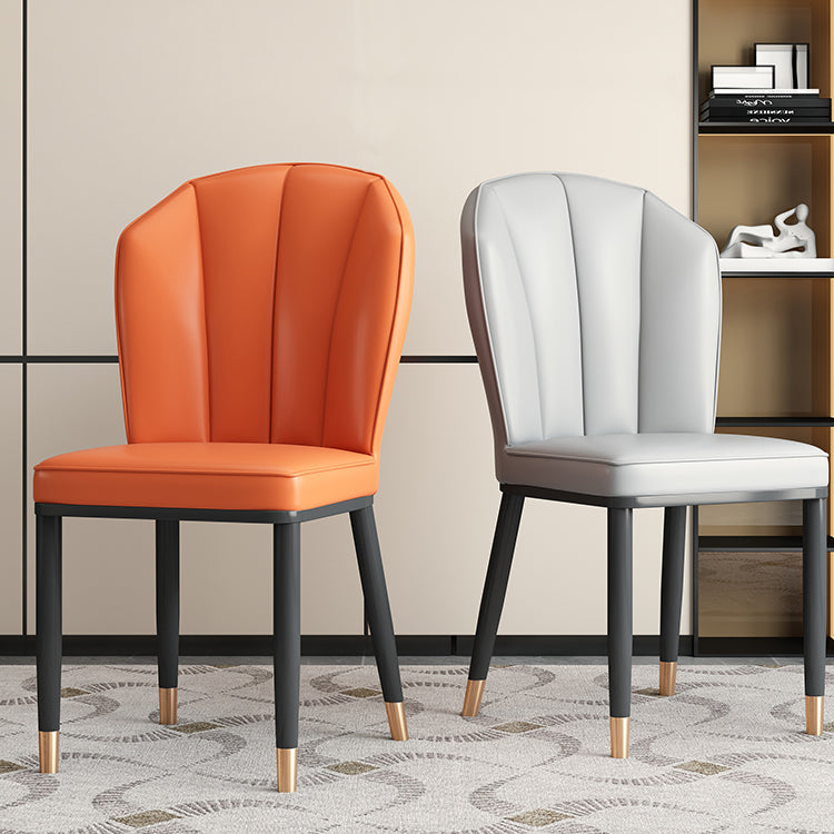 Modern Luxury Artificial Leather Carbon Steel Sponge Square Shell Dining Chair Backrest For Dining Room