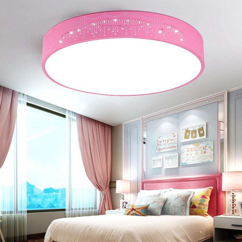 Modern Creative Meteor Round Children's Iron Acrylic LED Flush Mount Light