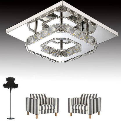 Minimalist Crystal Square LED Flush Mount Ceiling Light