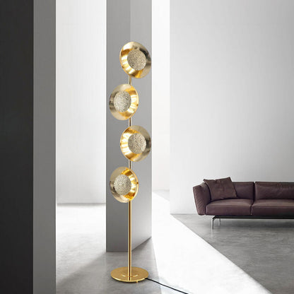 Creative Light Luxury Gold Circles Disc Long Pole LED Standing Floor Lamp