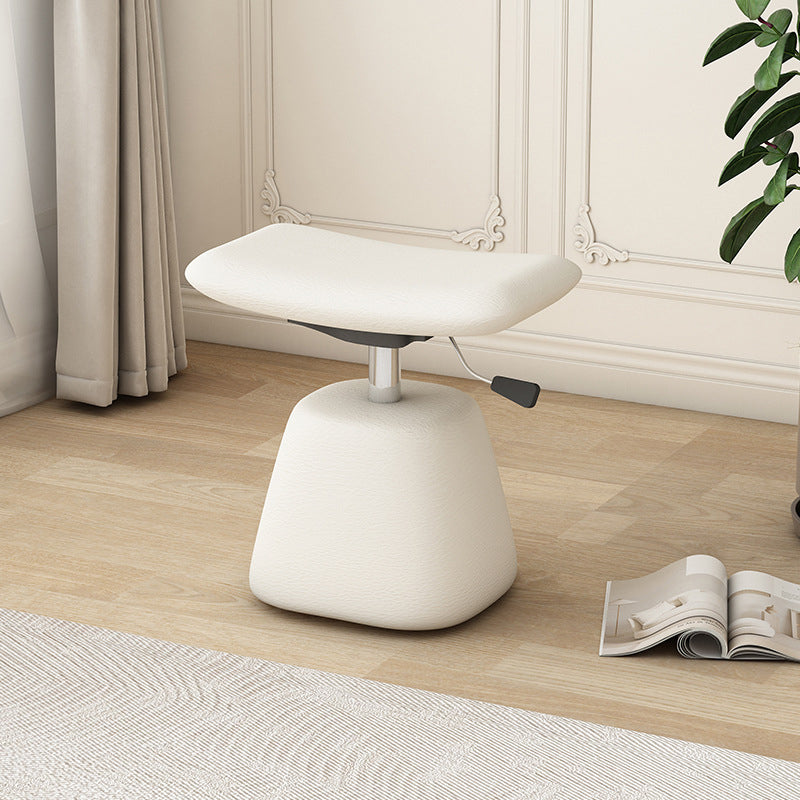 Contemporary Simplicity Rectangular Faux Leather Upholstered Height Adjustable Vanity Stool For Bedroom