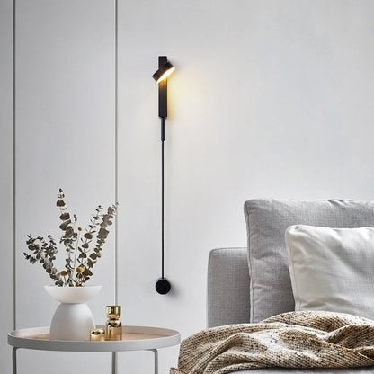 مصباح حائط LED طويل من الألومنيوم والحديد والأكريليك بتصميم عصري بسيط لغرفة النوم 